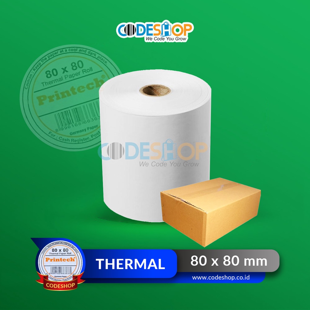 

1 DUS Kertas Thermal Printech 80 x 80 mm Roll Printer Struk Kasir 80mm