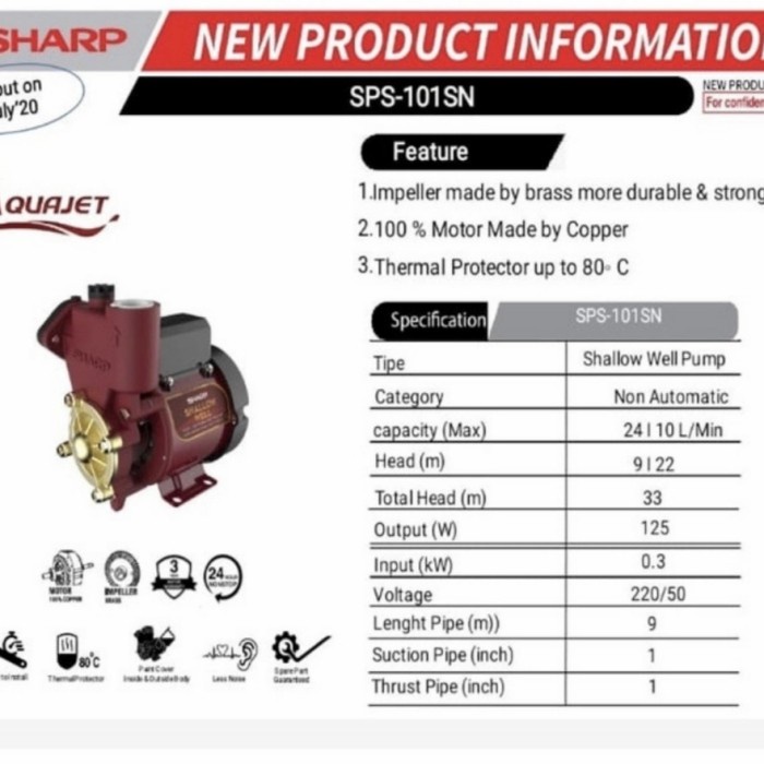 Pompa Air Sumur Dangkal Sharp SPS-101SN Non Otomatis
