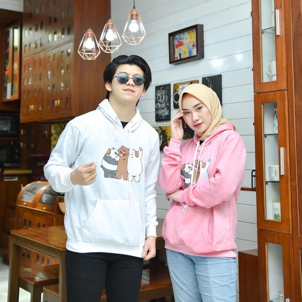 SWEATER HOODIE HUGGING WE BARE BEAR CEWEK COWOK LAKI LAKI PEREMPUAN PRIA COUPLE DISTRO MURAH KEKINIAN COUPLE PASANGAN UNISEX KOREA STYLE ATASAN KATUN COTTON FLEECE PREMIUM