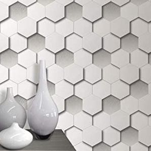 Bagus Wallpaper Dinding 3D HEXAGON GEOMETRI Wall Stiker Kamar Ruang Tamu Rumah Cafe Modern Minimalis