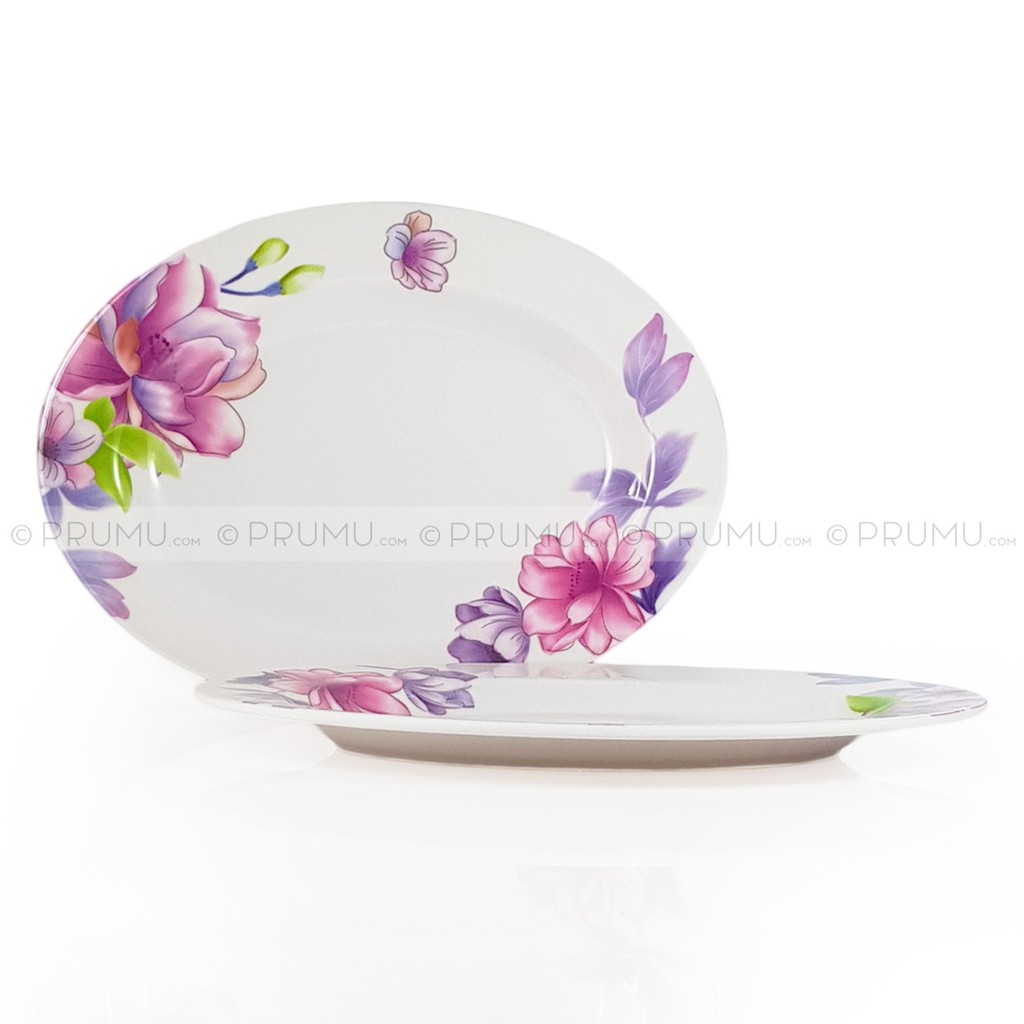 Piring Oval Melamin 10 Inch - Piring Melamine - Piring Melamin - Piring Saji Motif Bunga - PM 810