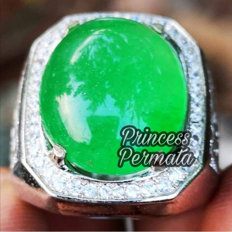 Batu Permata Natural Giok Burma Tipe C Giwang Crystal Big Size