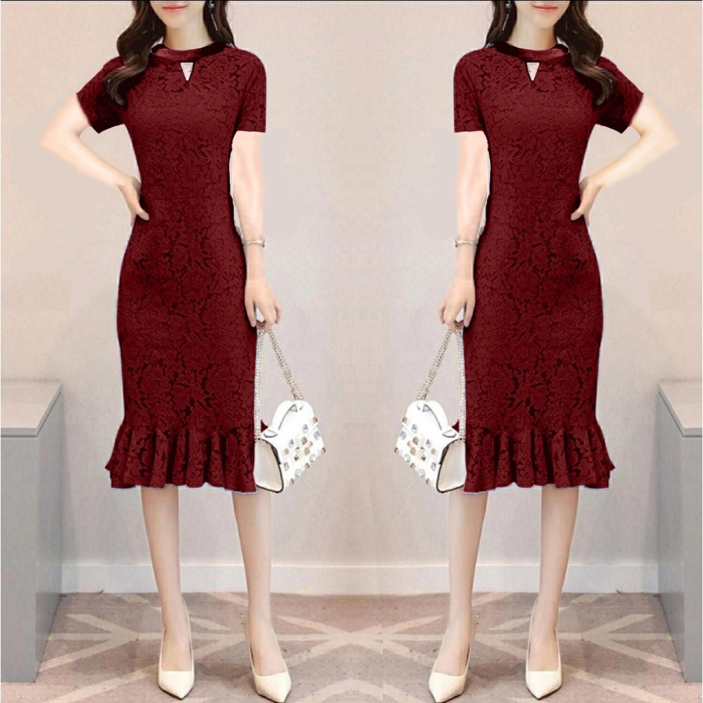 AS FASHION-REALPICT-DRES BRUKAT WANITA-DRES WANITA CASUAL-BAJU DRES WANITA