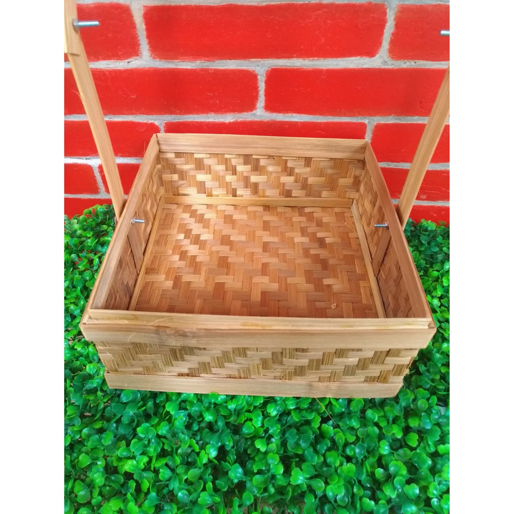 Keranjang bambu box hampers susun hantaran makanan persegi