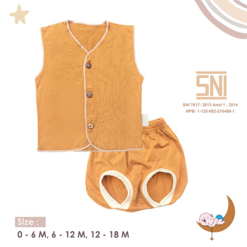 SNI MOONS Stelan Kutung Polos Newborn Premium | Baju Bayi Newborn