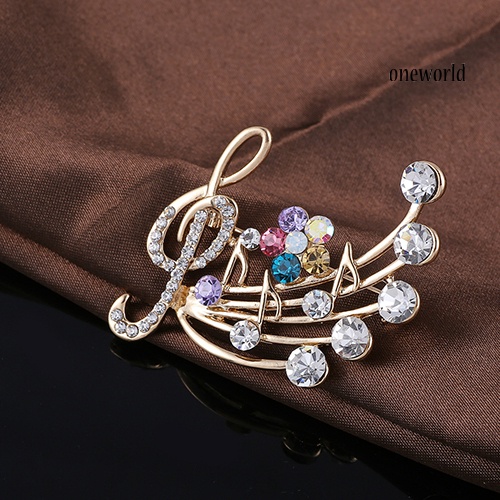 OW@ Women's Rhinestone Musical Note Blossom Brooch Pin Jewelry Party Xmas Gift