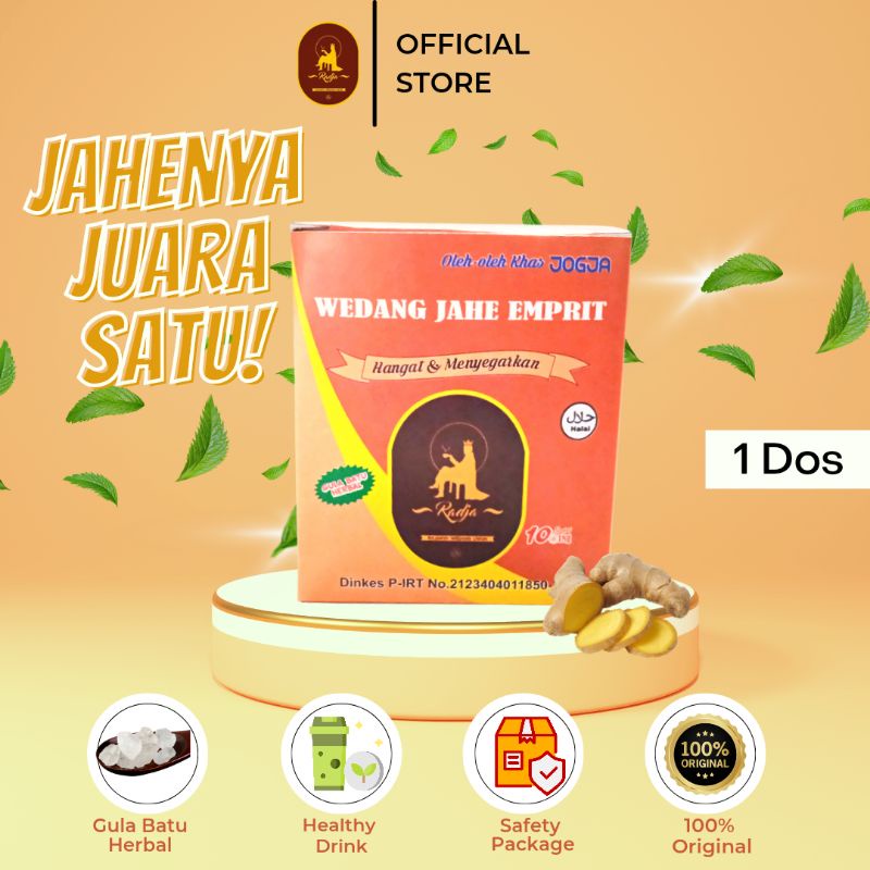 

Wedang Jahe Emprit Ekstrak Gula Batu Herbal + Box ( 10 Sachet)- Radja