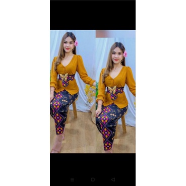 Kebaya leher v lengan kerut