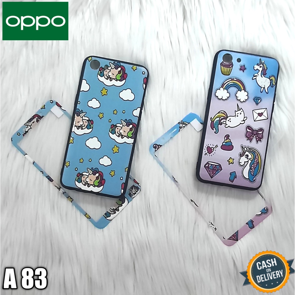 Case + tempered glass for oppo A83 casing softcase silikon motif