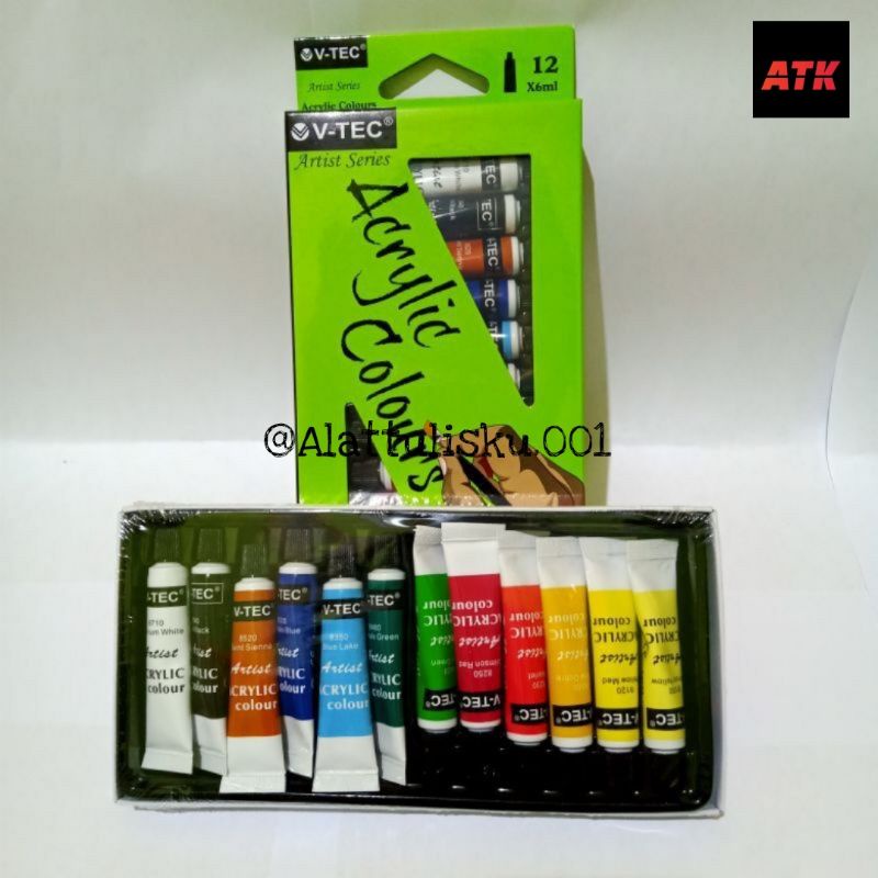 

PROMO!!!Cat Acrylic / Acrylic Colour / Cat Lukis Merk V-Tec VT-612 12 Warna