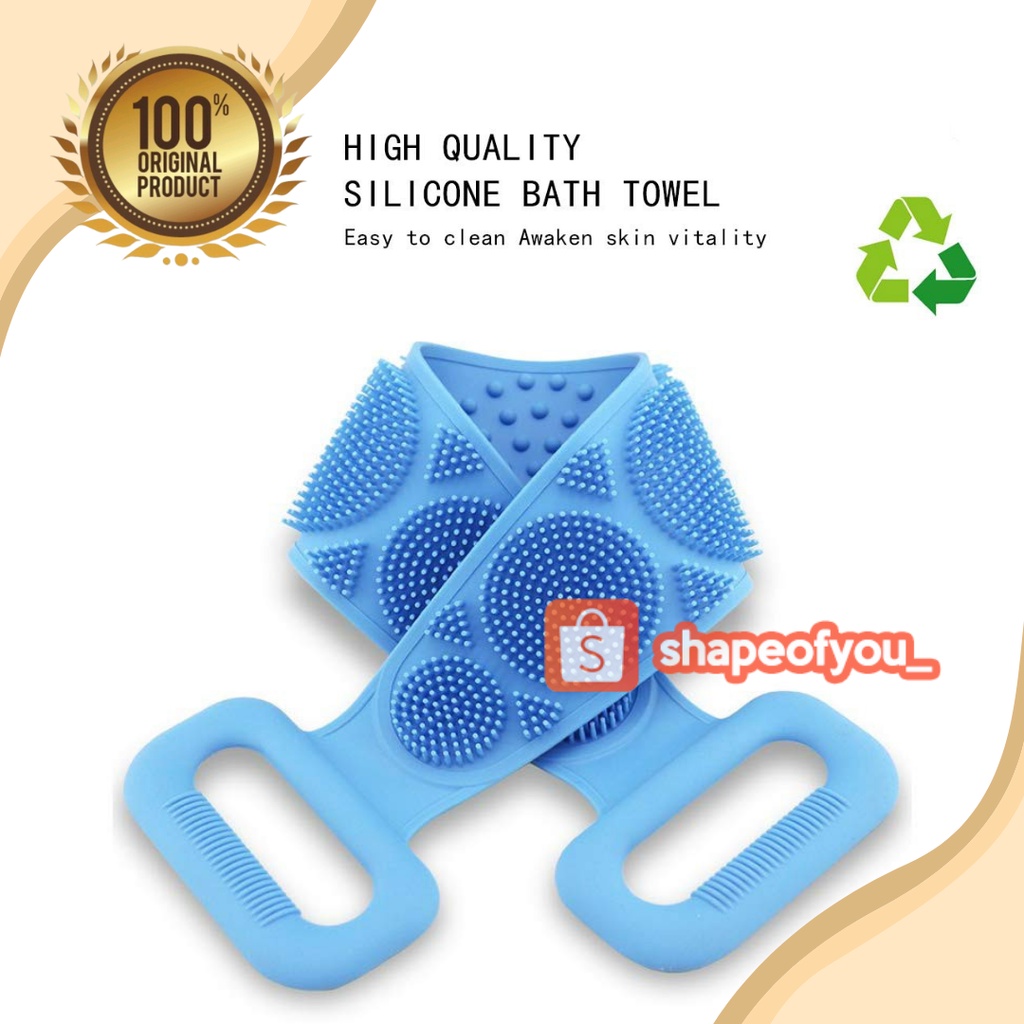 Sikat Mandi Punggung Leher Bahu Kaki Tangan Tubuh Back Scrubber Silicone Mandi Cleaning Tali Sikat Cuci Belt Pijat Kulit