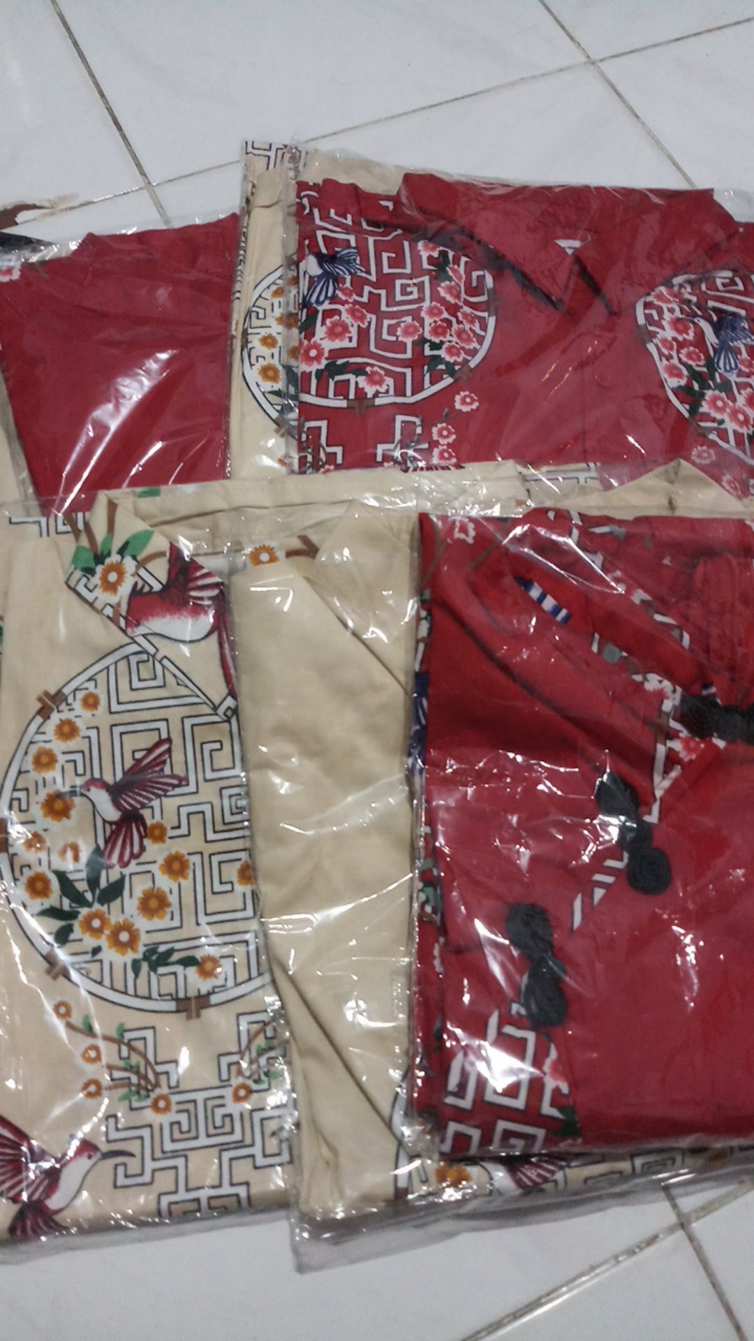 Kemeja Batik Dewasa Lengan Pendek Edisi Imlek, 021 Xr# Bahan Cotton Stretch Slim Fit