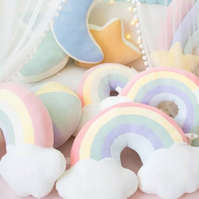 53*40cm Rainbow Plush Sofa Pillow Cushion Sleeping Pillow Cloud Moon Home Decoration Toy Propitious Cloud Moon Shell