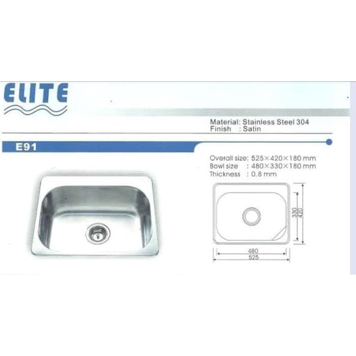 Sink Elite E91 1 Lubang