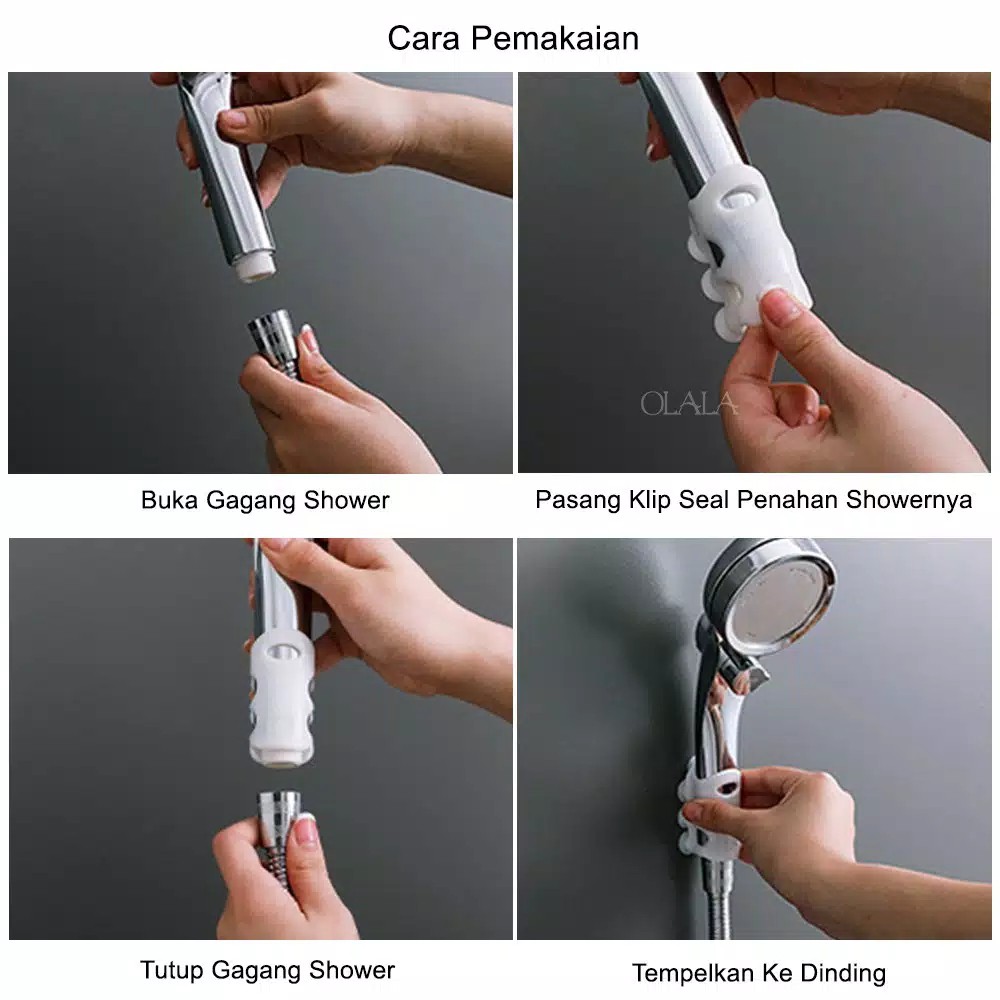 Tempelan gantungan  holder gagang shower selang kran air silicon