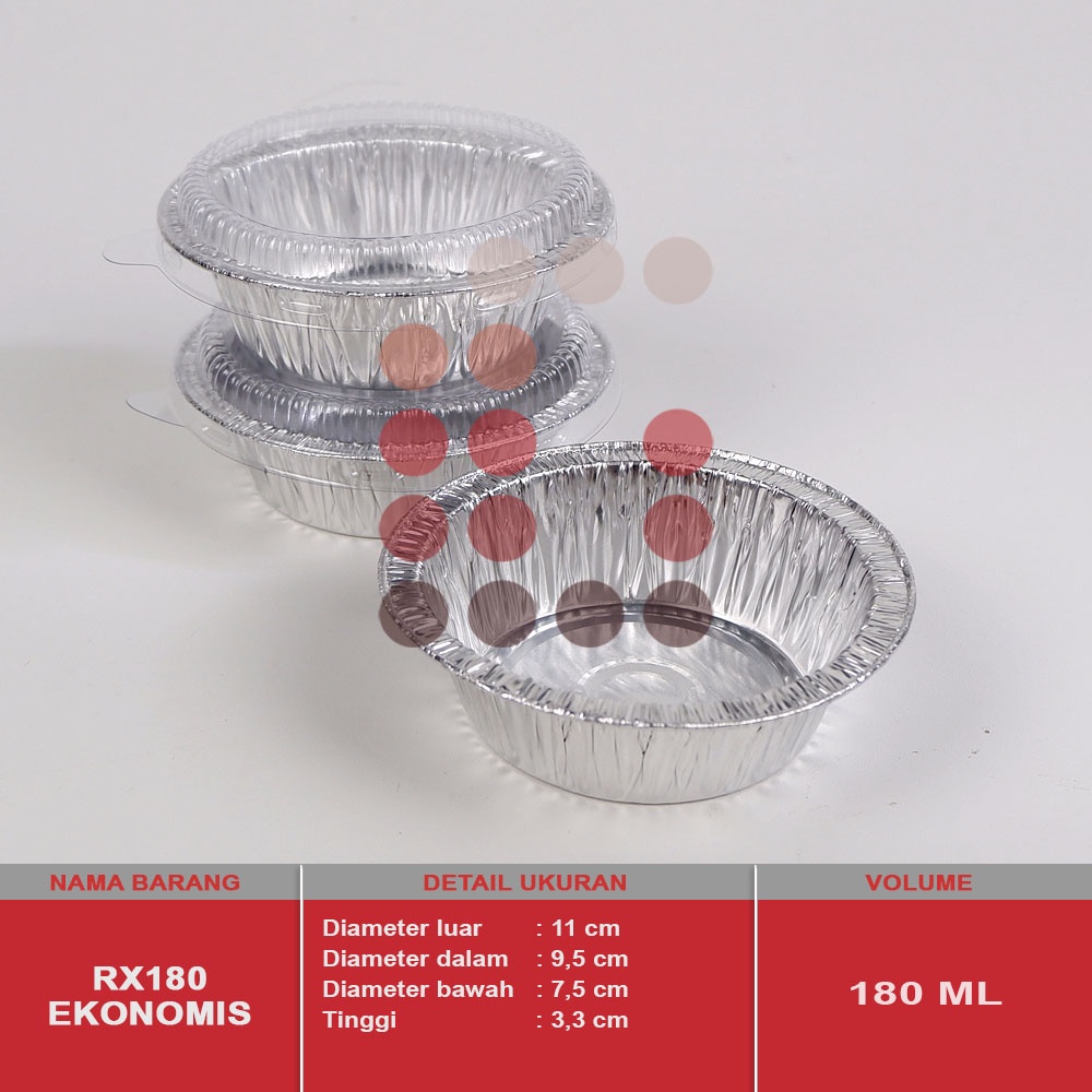 Alumunium foil cup RX180 / B180 + TUTUP / macaroni schotel / klapertart