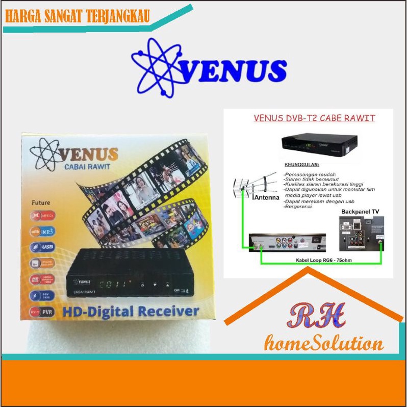 Venus Cabe Rawitt Set Top Box TV Digital DVBT2 / Solusi TV Analog menjadi TV Digital