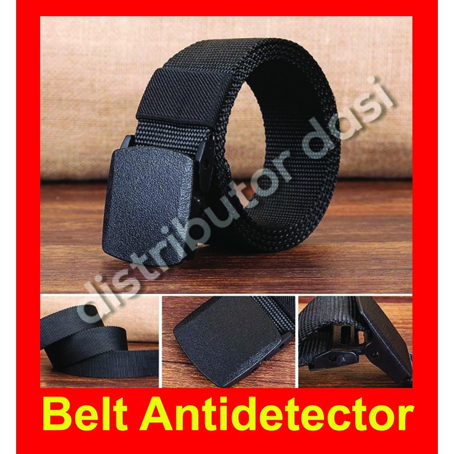Sabuk kanvas nylon hitam navy hijau cream Anti Metal Detector Gesper Tali Ikat Pinggang Anti XRay