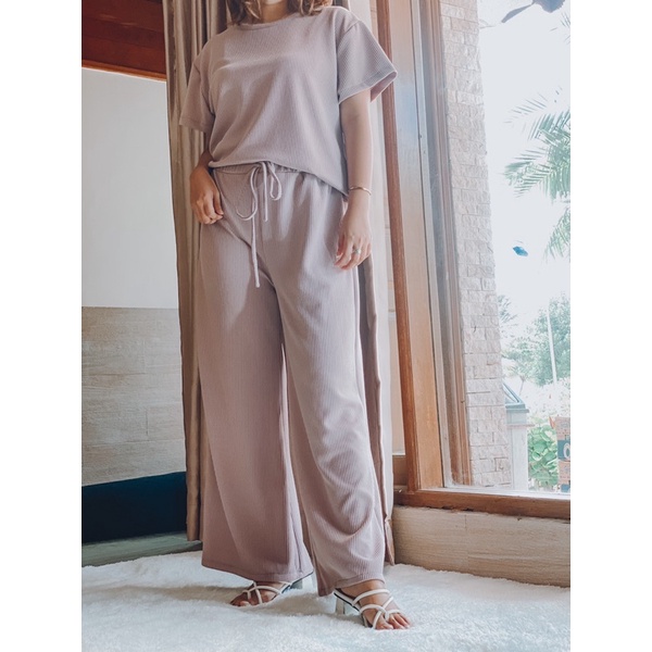 003 - Calista Set - Setelan Wanita (baju+celana panjang) KNIT PEEMIUM