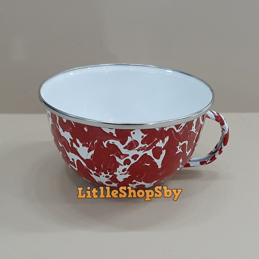 Soup Mug Enamel 14cm Merah blirik
