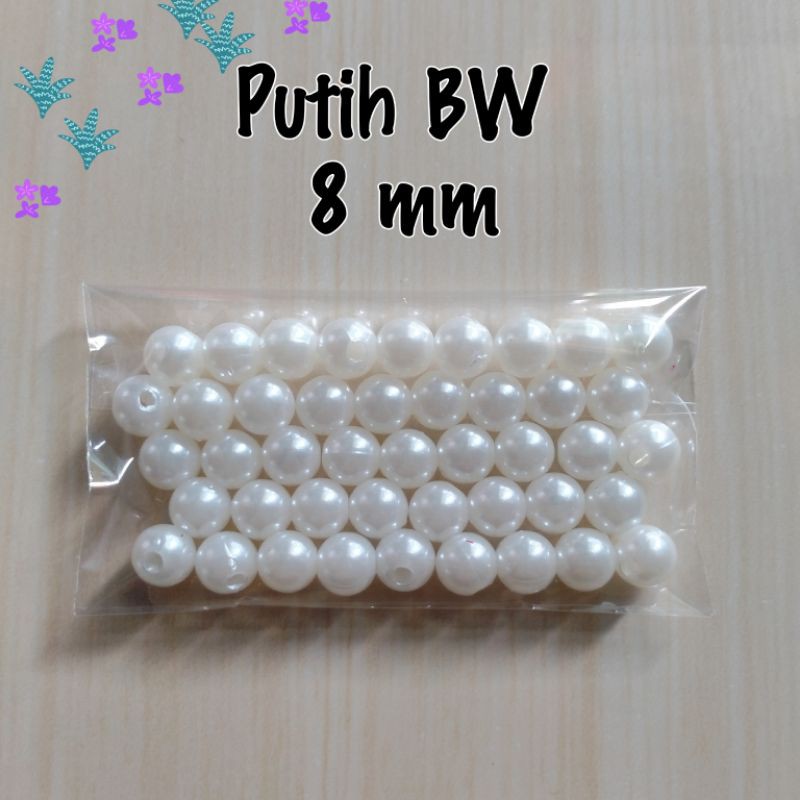 Manik Mote Payet Mutiara 8 mm Putih Bw - 10 gram