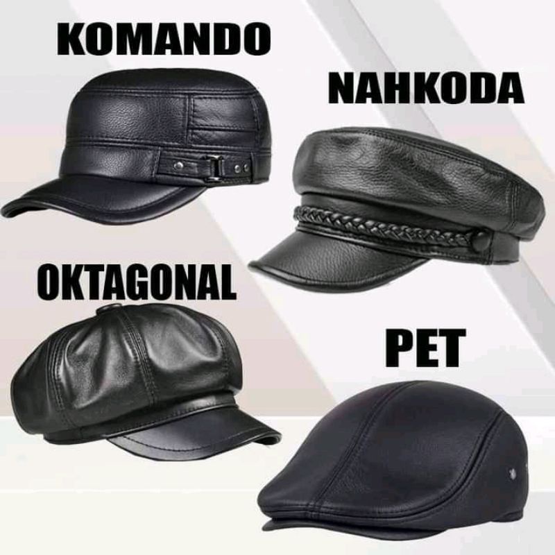 TOPI PRIA KULIT ASLI TOPI PRIA KOMANDO RING TOPI COWOK NAHKODA TOPI PRIA PET KULIT ASLI 100%ORIGINAL