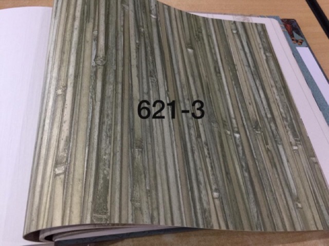 Wallpaper Dinding Motif Serat Bambu Kecil Coklat Natural