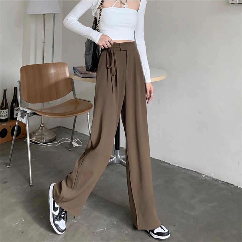 XIAOZHAINV Celana Wanita Korean Style High Waist Loose Pants HW0038/Celana Kantor Formal/Celana Kulot Wanita