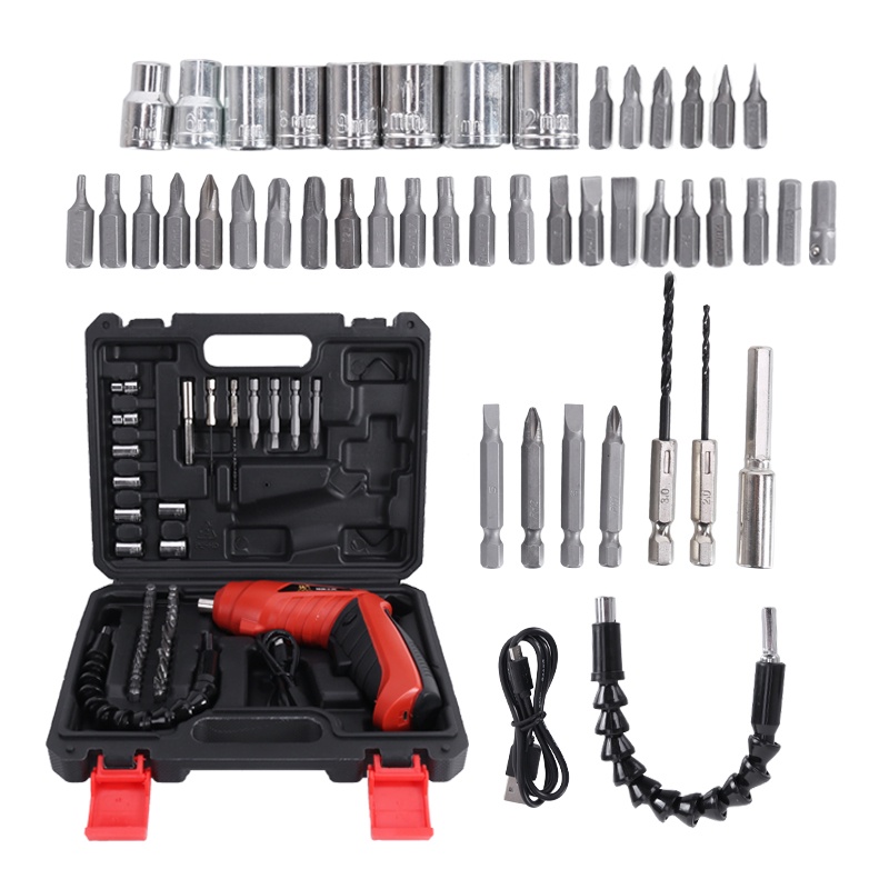 Cordless Screwdriver 4.2 V Mesin Bor Cordless Mini 49pcs Set Screwdriver Baterai Bor Cordless Obeng Bor Cordless Obeng