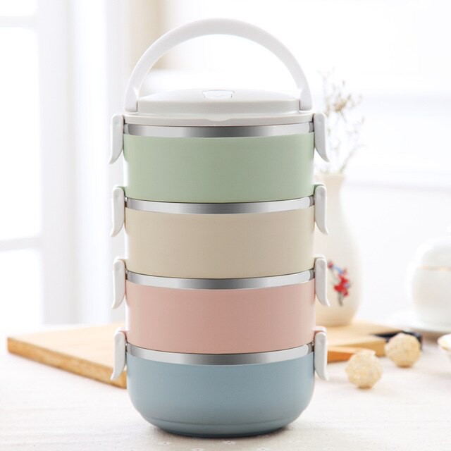 Lunch box rantang bulat stainless steel susun 4 polos