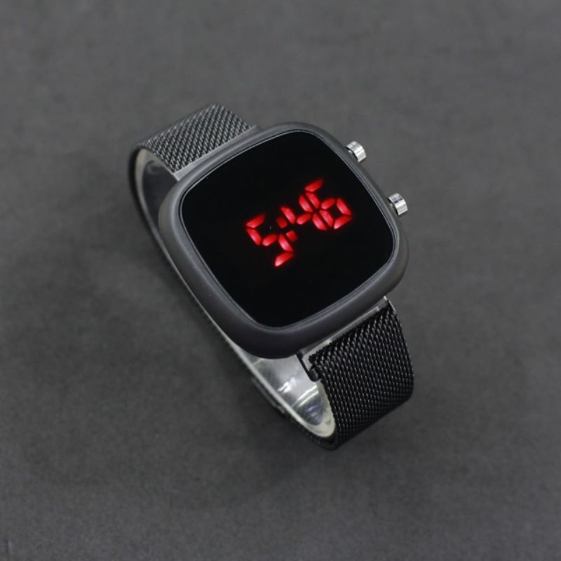 JAM TANGAN WANITA LED WATCH MESH MAGNET OVAL