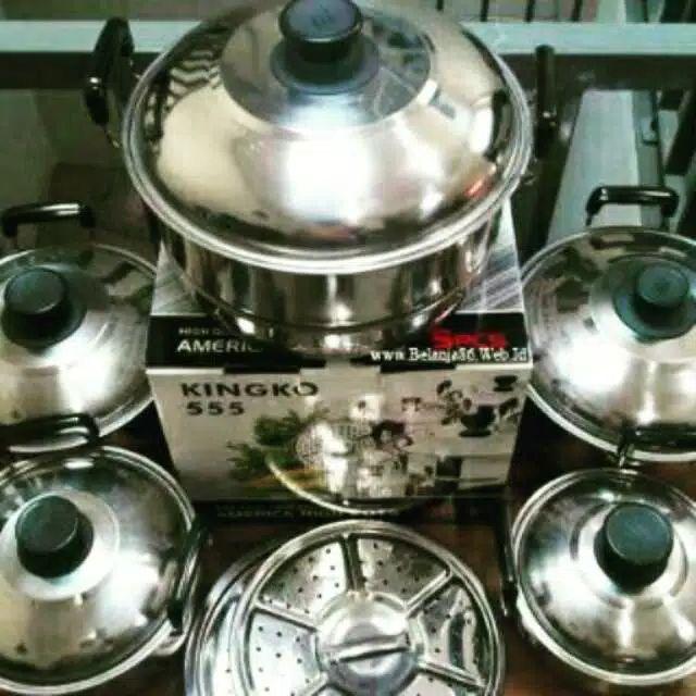 Panci 1 Set 5 Pcs Kingko / Homelux America High Pots + Steamer Stainless Steel