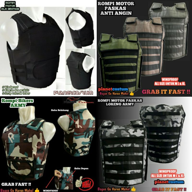 PCRM Rompi Motor Anti Angin PC Body protector dada punggung bikers sepeda motor touring bukan jaket