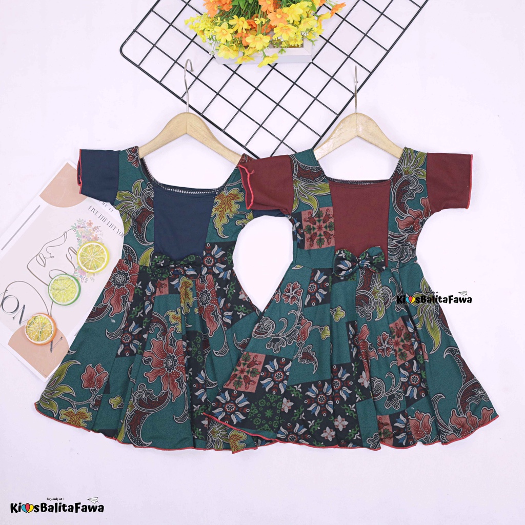 [BATIK] Dress Nadine uk 1-5 Tahun / Dres Pesta Anak Perempuan Murah Harian Pakaian Baju Cewek Imp