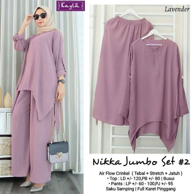 Gamis Nikka jumbo ONE SET AIR FLOW/ SETELAN CRINKEL/ DAILY SET WANITA /BAJU SETELAN/ONESET GAMIS