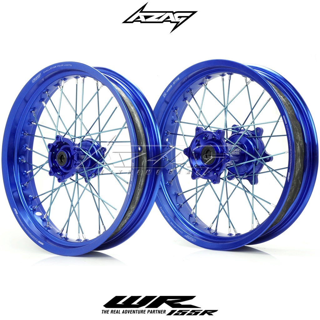 VELG SET SUPERMOTO WR155 SCARLET TROMOL SCARLET CNC
