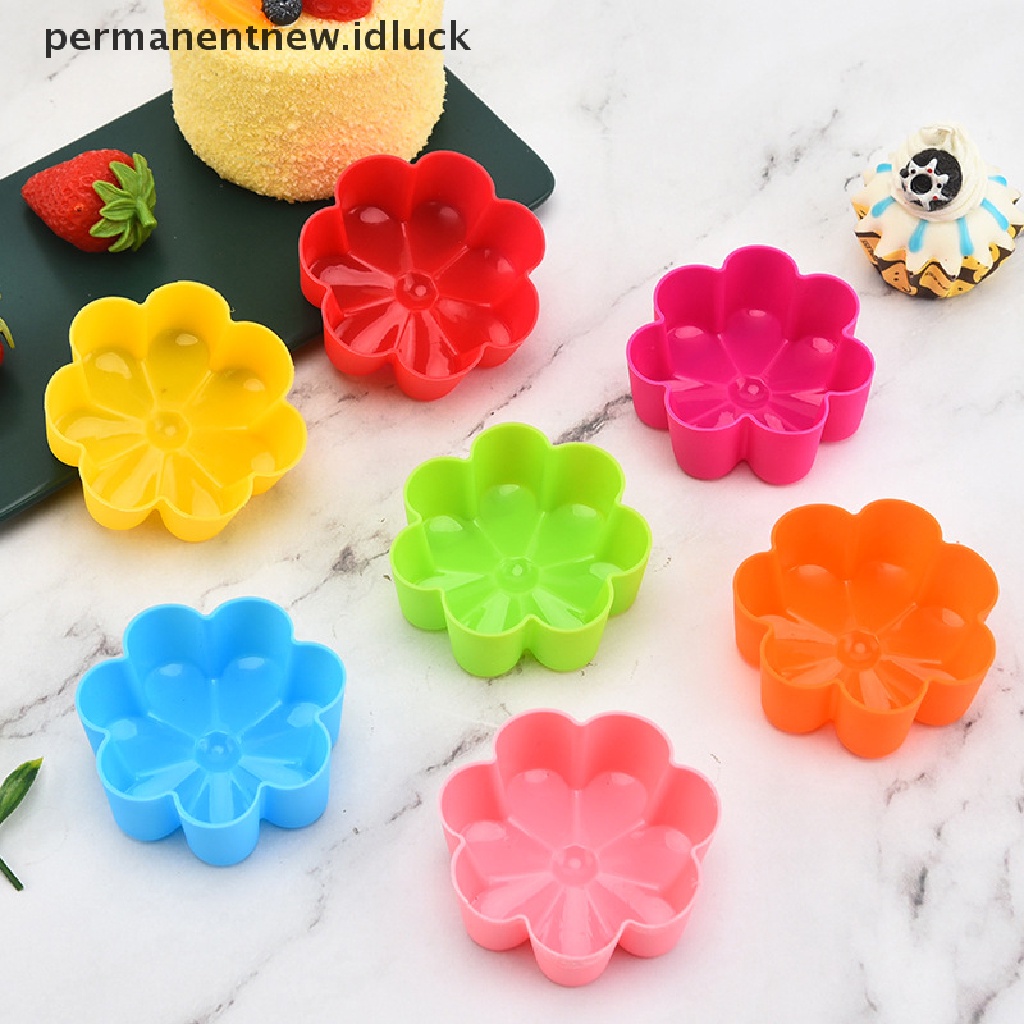 5 Pcs Cetakan Kue Cupcake Muffin Egg Tart Jelly Bentuk Bunga Bahan Silikon