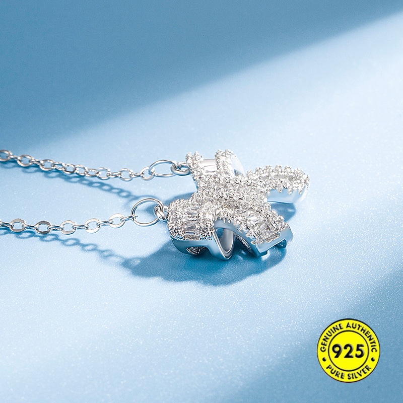 Kalung Desain Pita Aksen Berlian Imitasi Bahan S925 Silver Untuk Wanita