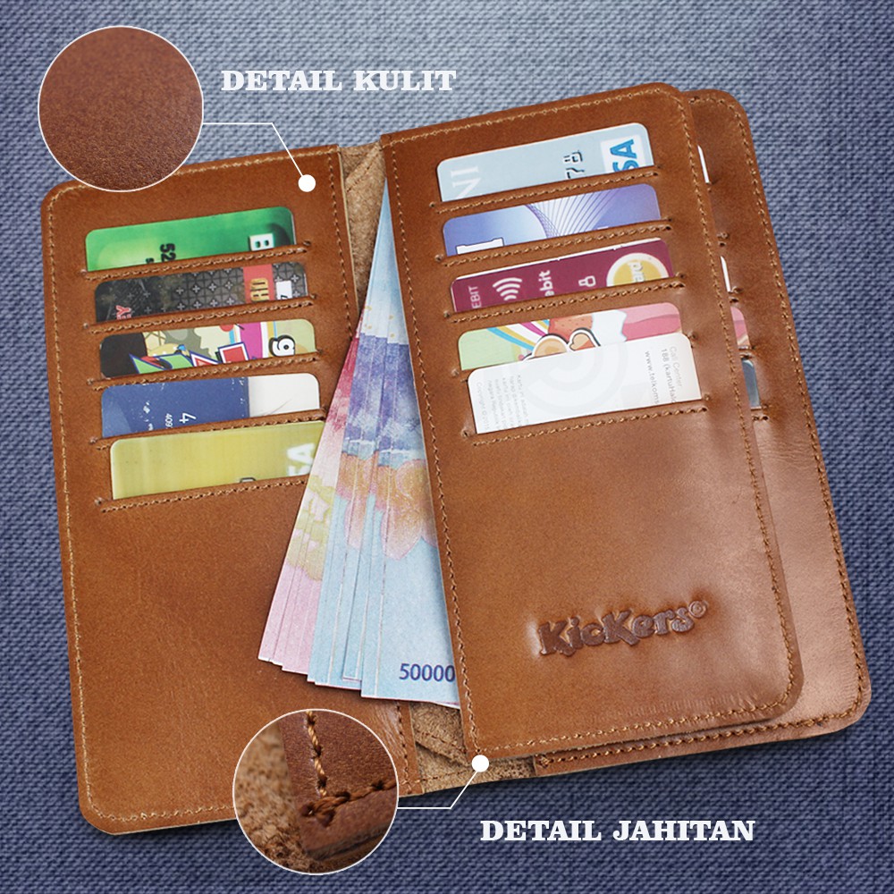 DOMPET KULIT LIPAT DOMPET PANJANG WATERPROOF PRAKTIS 21 SLOT ATM ORGANIZER MUAT HP EMBOSS ELEGANT BAHAN KULIT SAPI ASLI TEBAL JAHITAN RAPI TYPE F012% KUALITAS F012