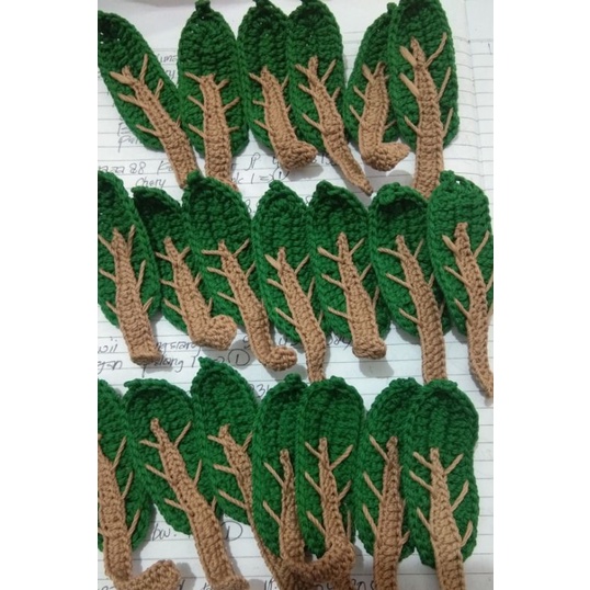 APLIKASI RAJUT DAUN POHON TEMPEL CANTIK TERBARU TERLRIS KEKINIAN FASHION