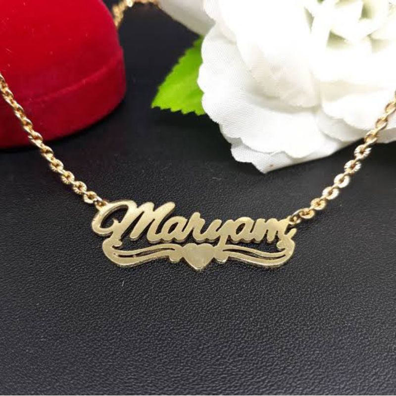 Kalung Perak Request Nama Warna Gold