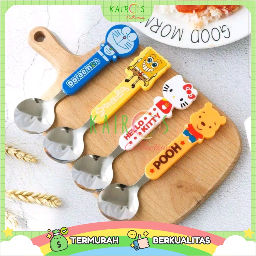 Sendok Set Makan Anak Karakter Lucu - Set Sendok Garpu &amp; Sumpit Karakter