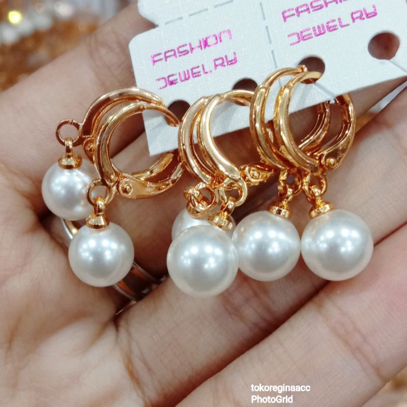 Anting Mutiara anting Jepit Mutiara Perpasang Gold