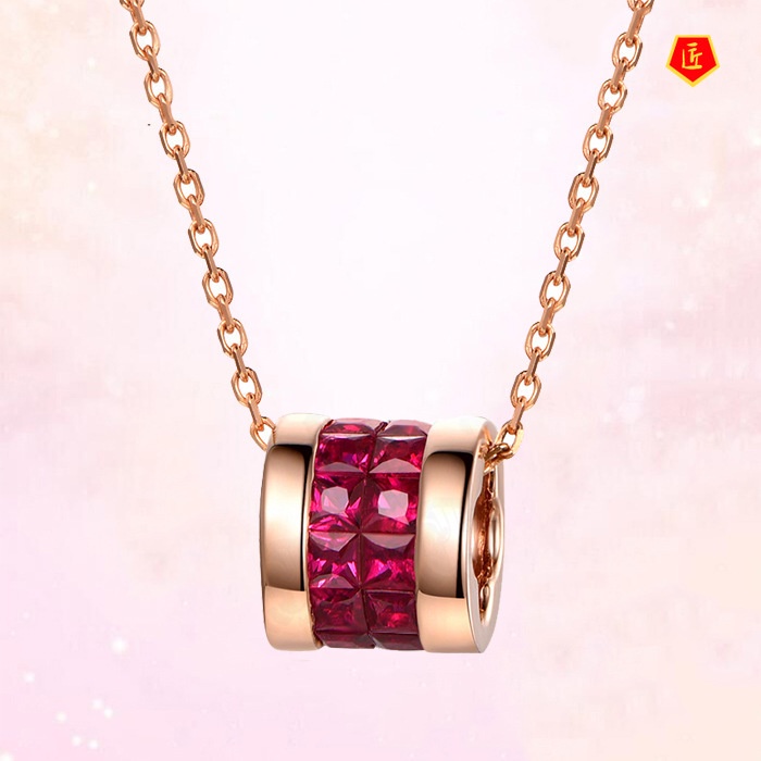 [Ready Stock]Ruby H Letter Pendant 18K Rose Gold Affordable Luxury Fashion