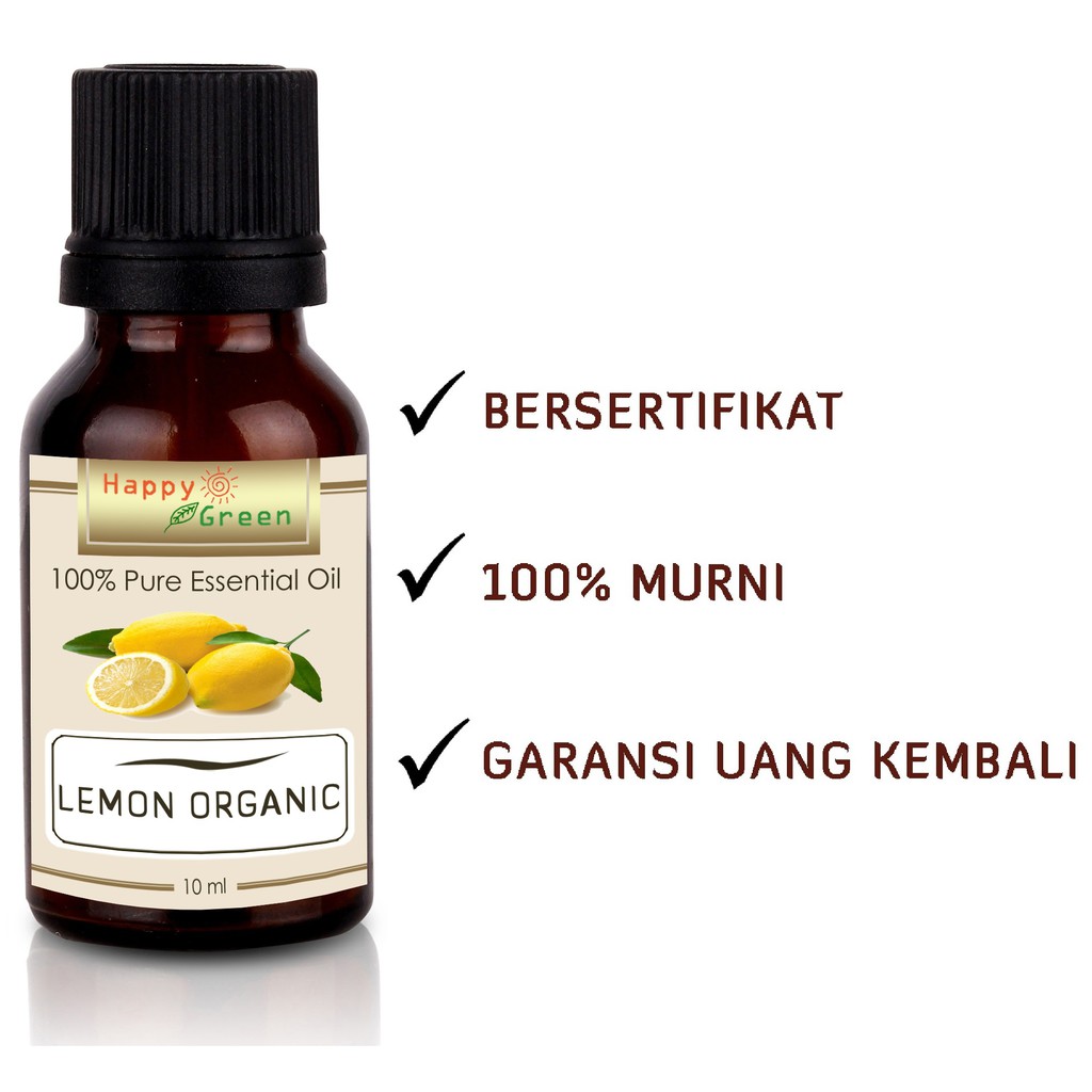 Happy Green ORGANIC Lemon Essential Oil - Minyak Atsiri Jeruk Lemon Organik