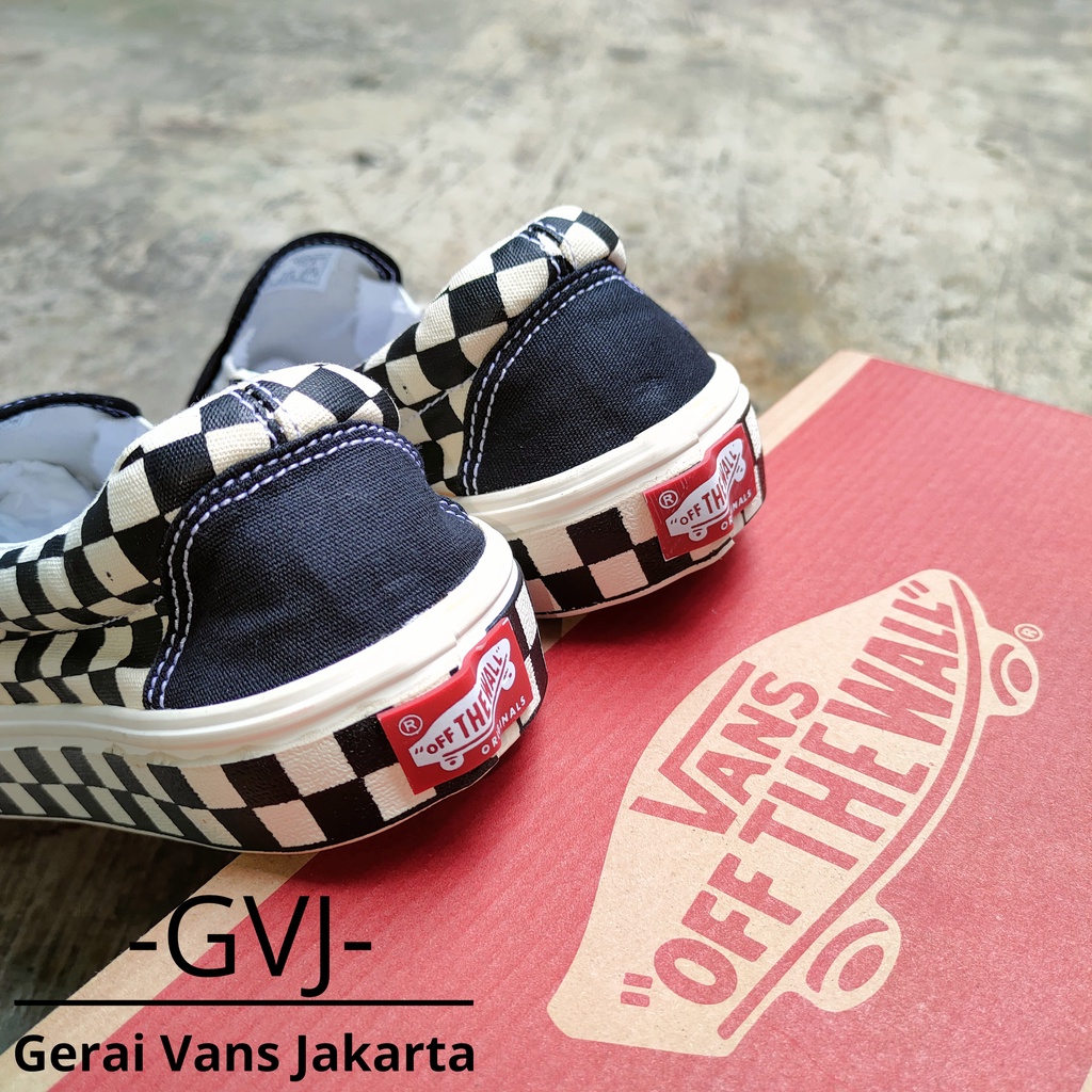 (BISA GRAB) VANS SLIP ON SIDEWALL CHECK BLACK WHITE | VANS SLIP ON CHECKERBOARD | VANS ORIGINAL-5
