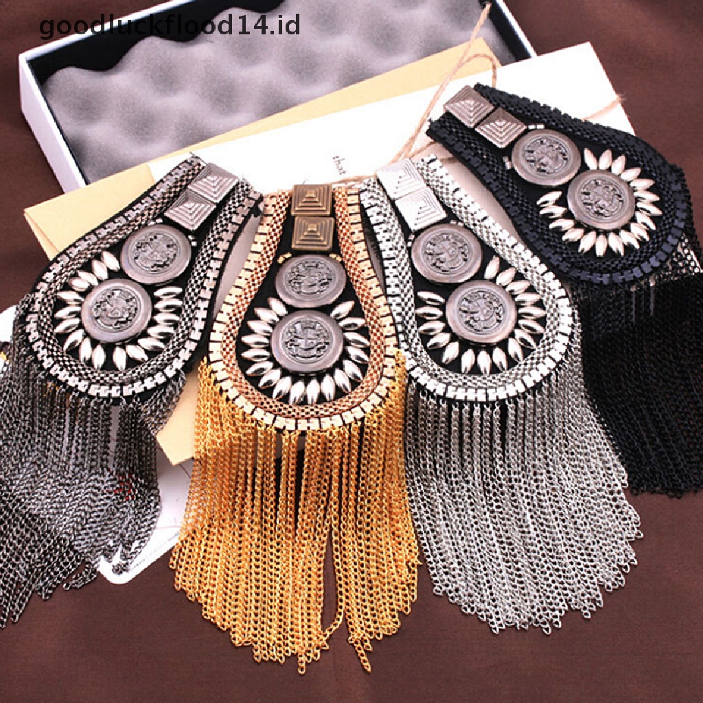 [OOID] 1pc Tassel Chain Shoulder Board Badges Epaulet Epaulette Military Pin on Brooch ID