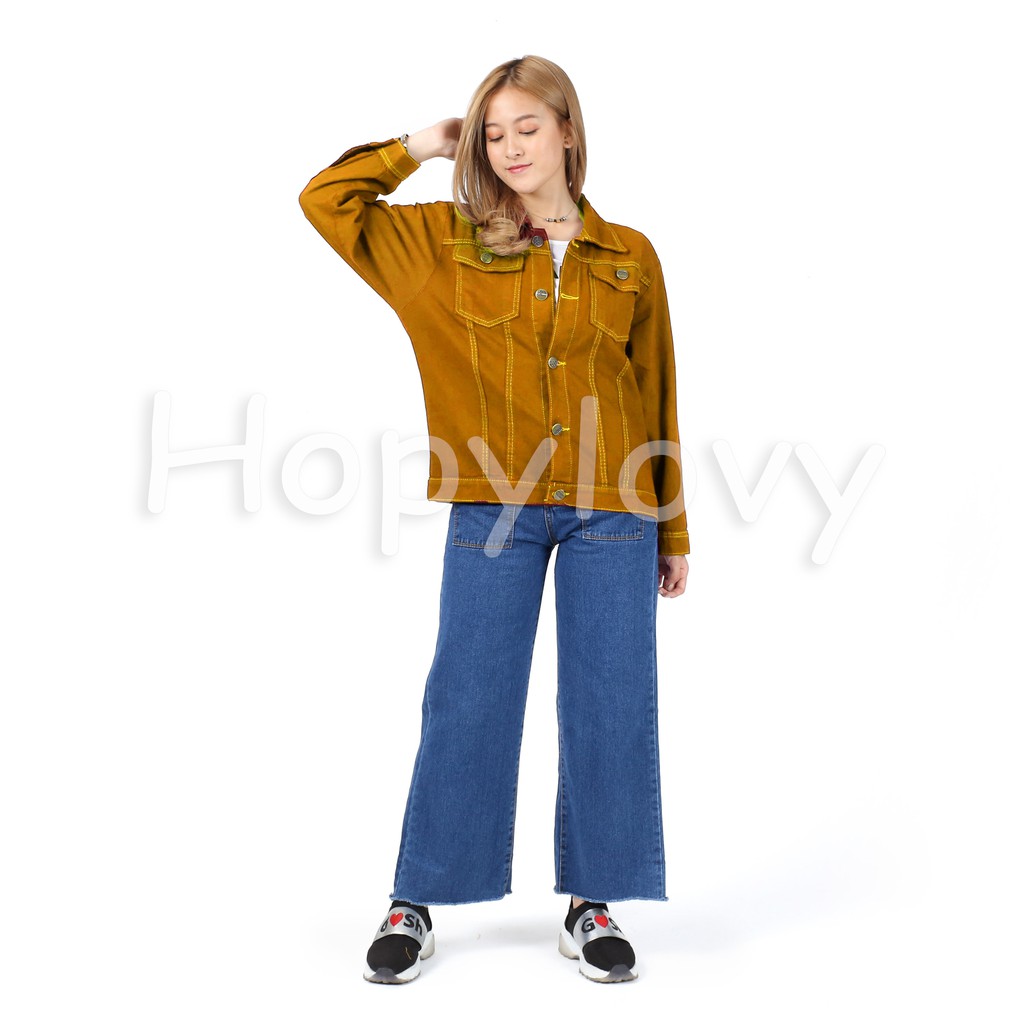 HOPYLOVY - JAKET OVERSIZE JEANS [MUSTARD, MAROON]