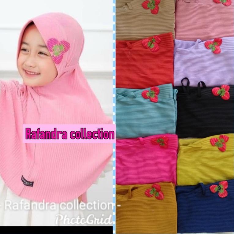 OMB.22Jn22o - HIJAB JILBAB ANAK PLISKET INSTAN STRAWBERRY