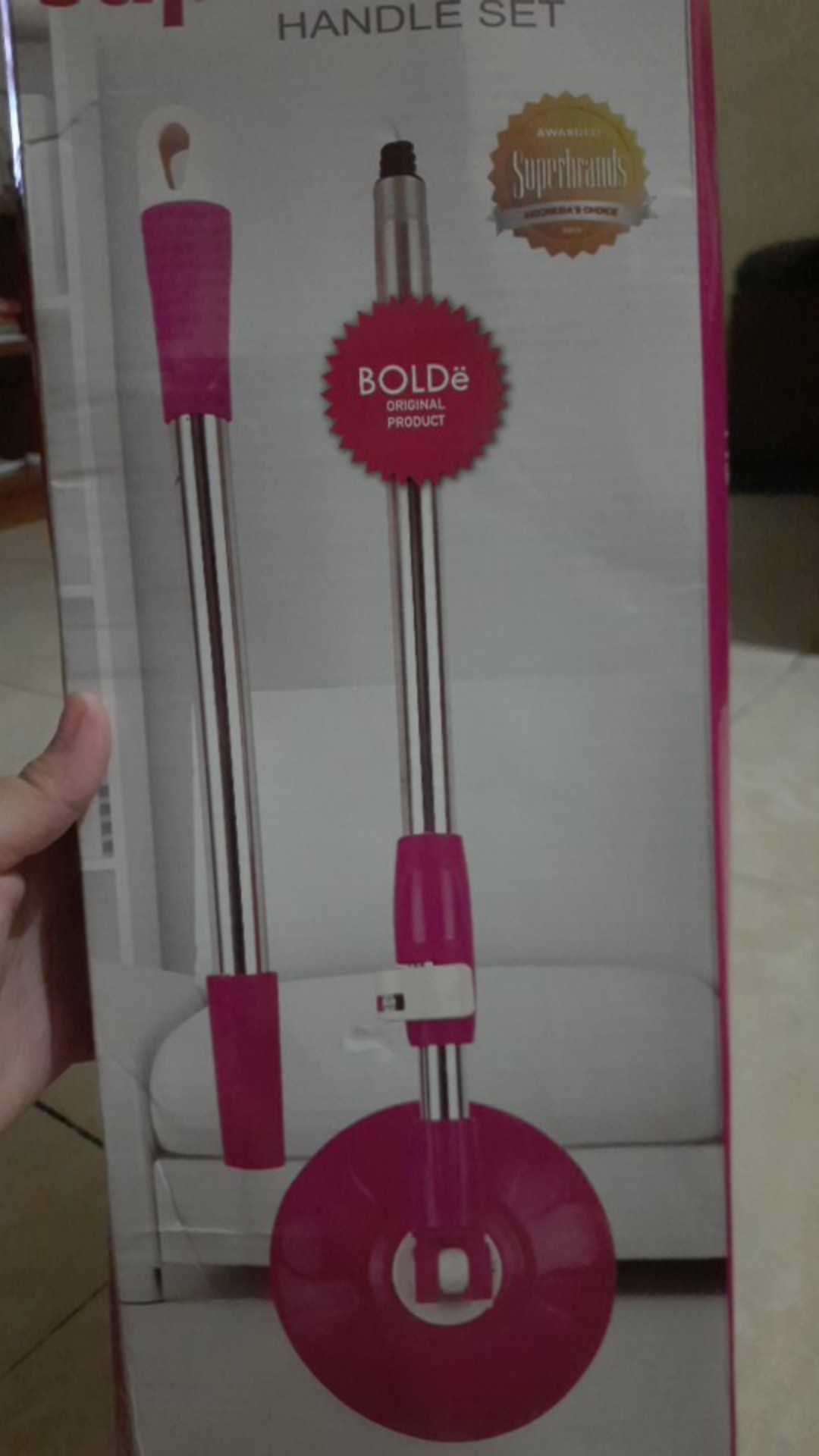 Bolde Handle Set Tongkat Kepala Kain Pel Super Mop Asli Gagang Komplit 1 Set Magic Mop Wonder Mop